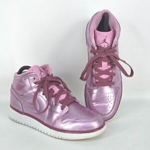 Nike Air Jordan 1 Mid GS Girls 5Y Metallic Pink Activewear Preppy School Summer
